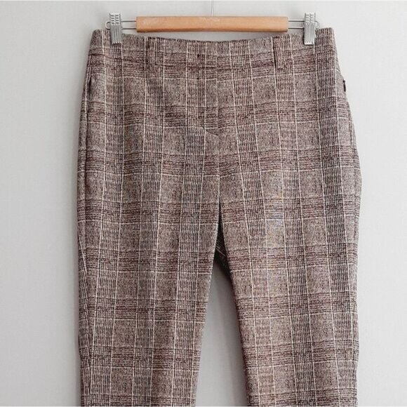 LAURÈL Plaid Pattern Stretch Dress Pants Brown & Cream Sz 6 - Picture 3 of 10